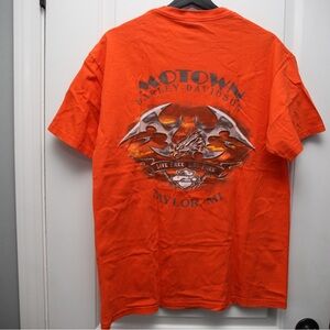 Vintage Y2K Harley-Davidson Motown Orange Pocket Shirt